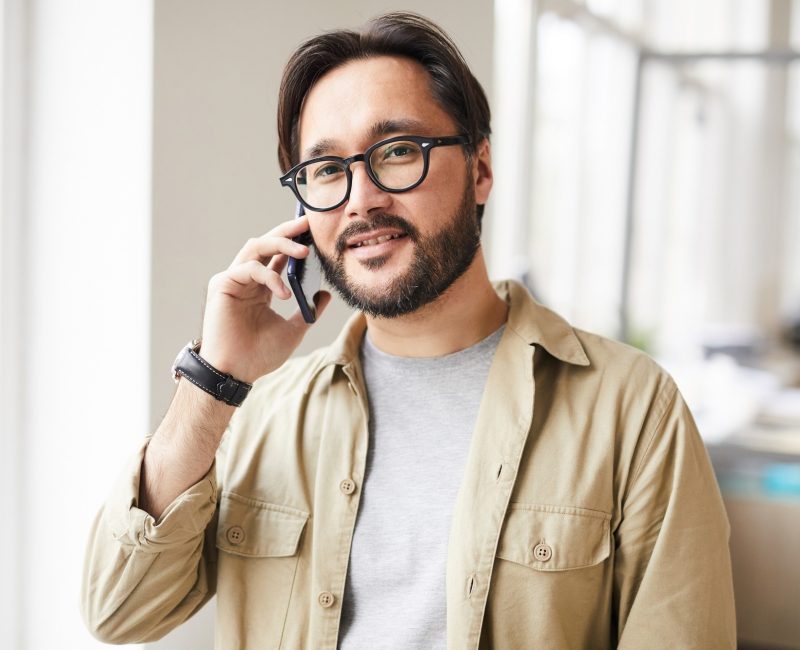 Working by phone in office